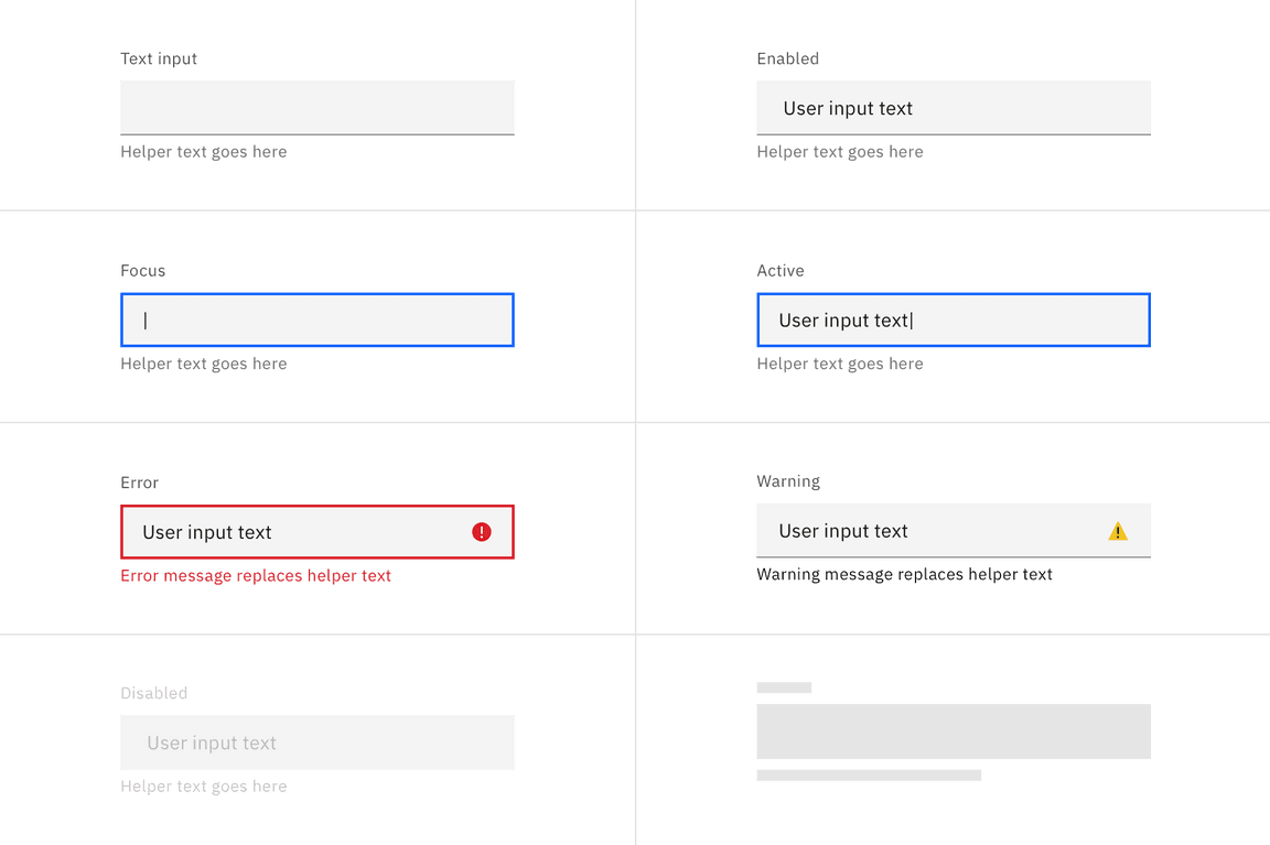 Text input states in the default style